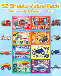30 Unicorn Make-a-Face Sticker Sheets for Kids – Fun for Kids & Family - Vehicles - image 3
