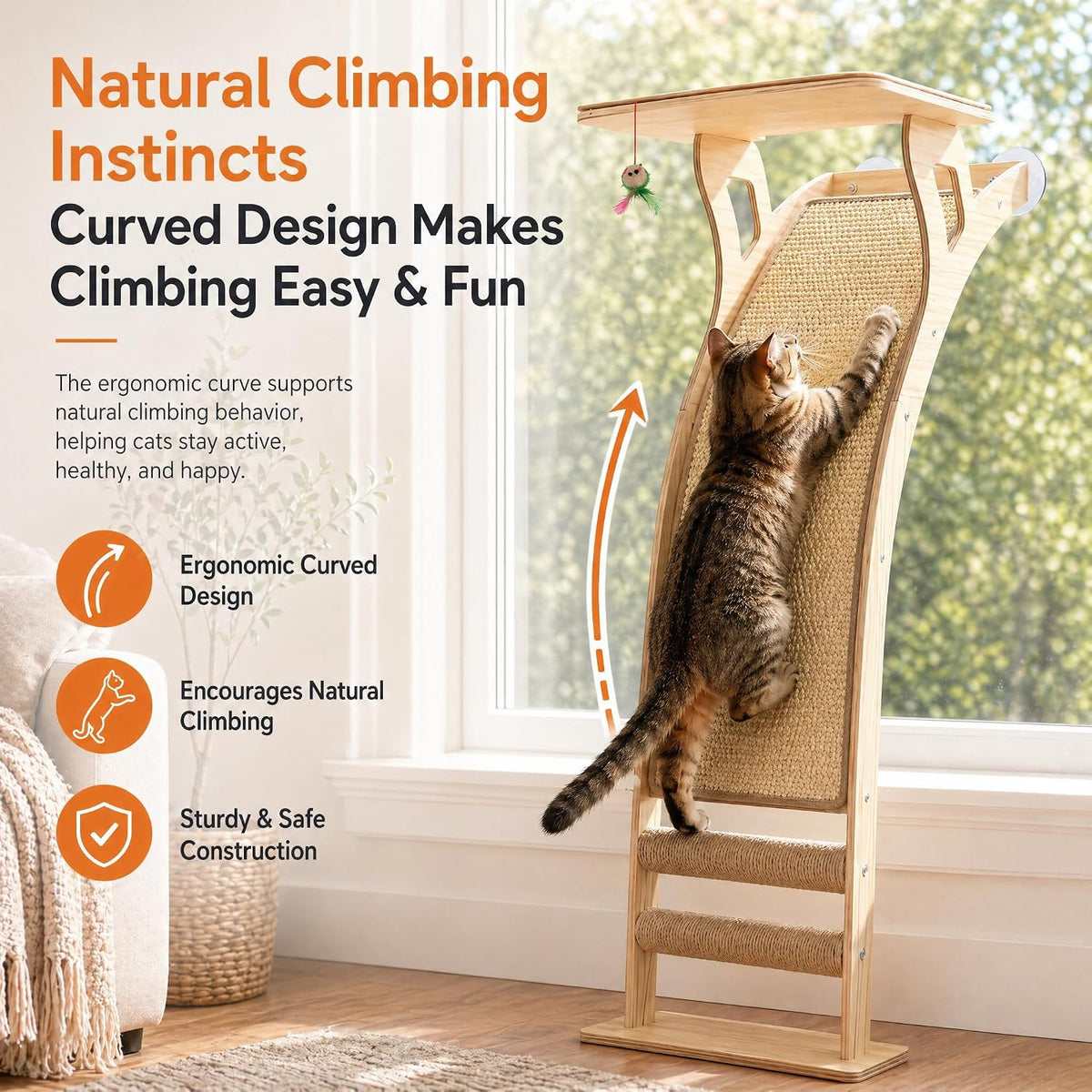 Cat Scratching Post with Large Window Perch - Medium - image 4