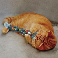 2 Pack Natural Interactive Catnip & Silvervine Cat Kicker with Feathers, Bite Resistant Chew Toy, Crinkle Kicker, Accessories for Indoor Cat, Premium Corduroy Floral