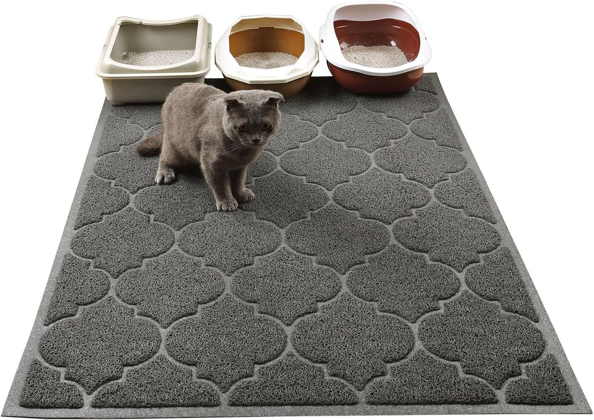 LittleTiger Cat Litter Mat, XL Super Size, Phthalate Free - Grey