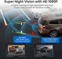 Wireless Backup Camera, 5'' HD 1080P Backup Camera for Car, Reverse Rear Camera with Night Version 130° Wide Angle, Waterproof, Strong Signal for Car, Van, Truck, Trailer