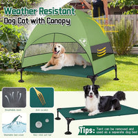 Elevated Outdoor Dog Bed with Canopy & Adjustable Feet - Larger Shade for Camping, Backyard & Patio