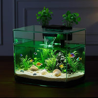 VEVOR Fish Tank Aquarium, 3.5 Gallon Arch Ultra-Clear GPPS Starter Smart Tank Adjustable 3 Color Lighting, Self Cleaning System Fishbowl for Freshwater & Saltwater Fish Home, Office, or Pet Use