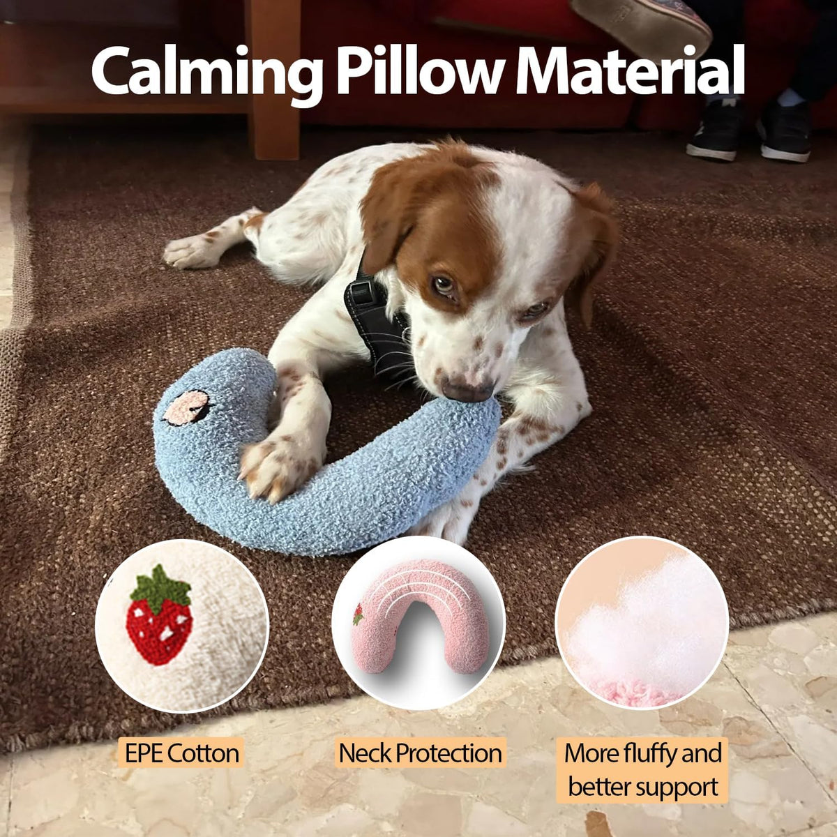 U-Shaped Calming Pillow for Cats and Dogs - Blue - image 3