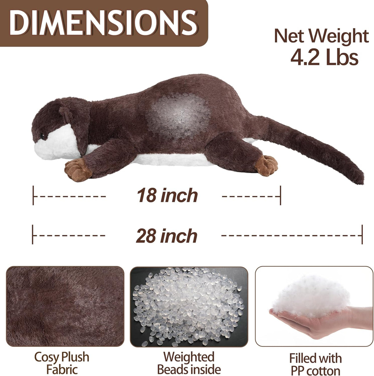 CSVBTRF Weighted Stuffed Animals - Brown Otter - image 2