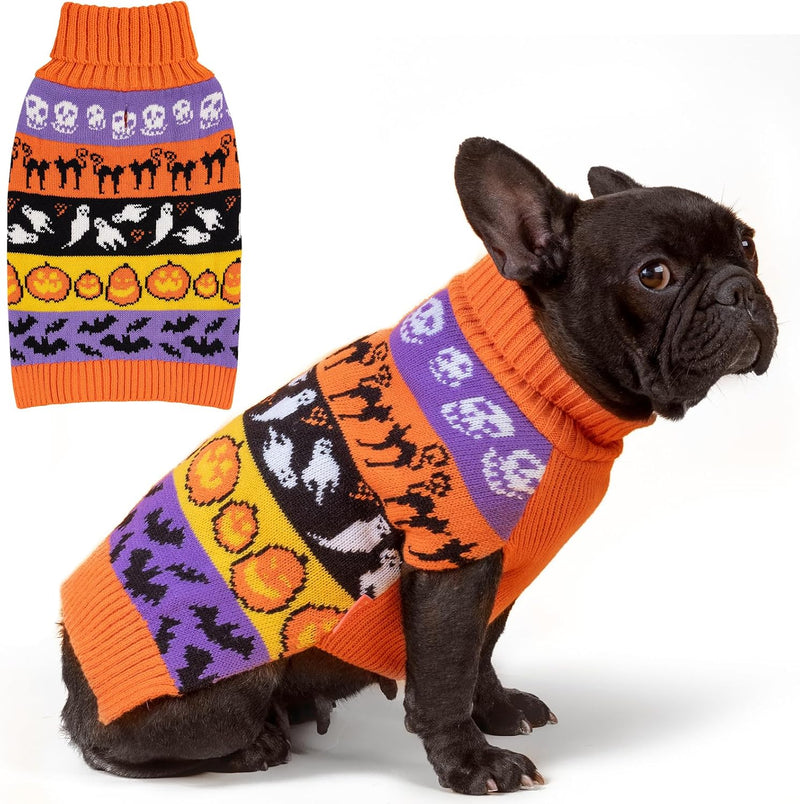 KYEESE Dog Halloween Sweater for Small Dogs Knit Pet Outfit - Medium (7-11lbs) / 02#Halloween