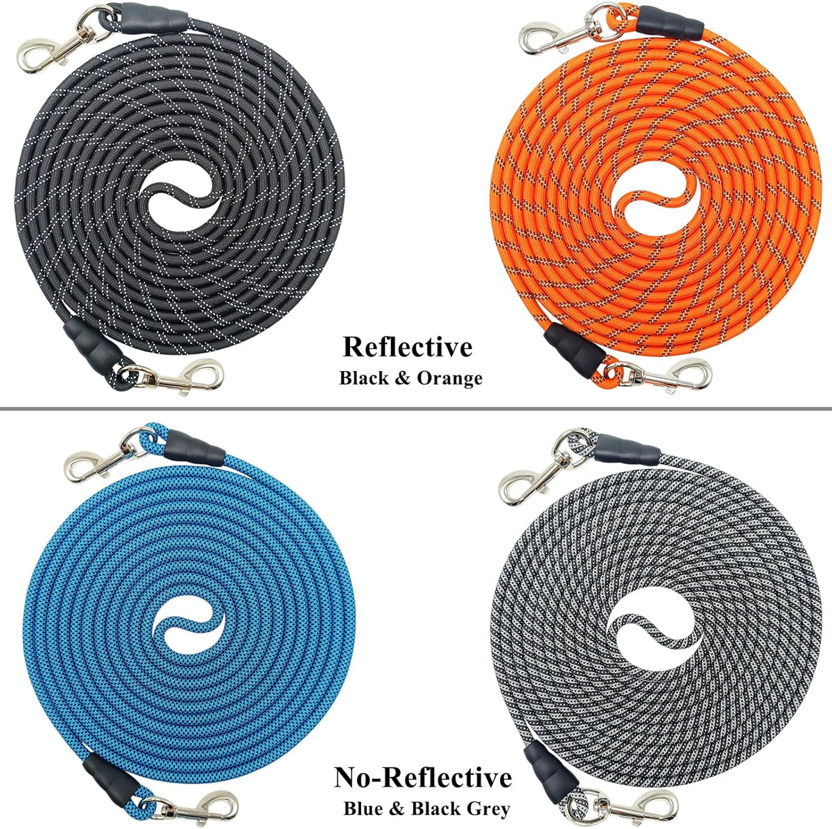 Long nylon rope dog tether with clasps at both ends, 15 to 75 ft - view 4