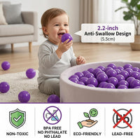 Clear Ball Pit Balls - Crush Proof Plastic Toy Balls for Boys and Girls – Fun for Kids & Family - 100 PACK / Purple - image 3