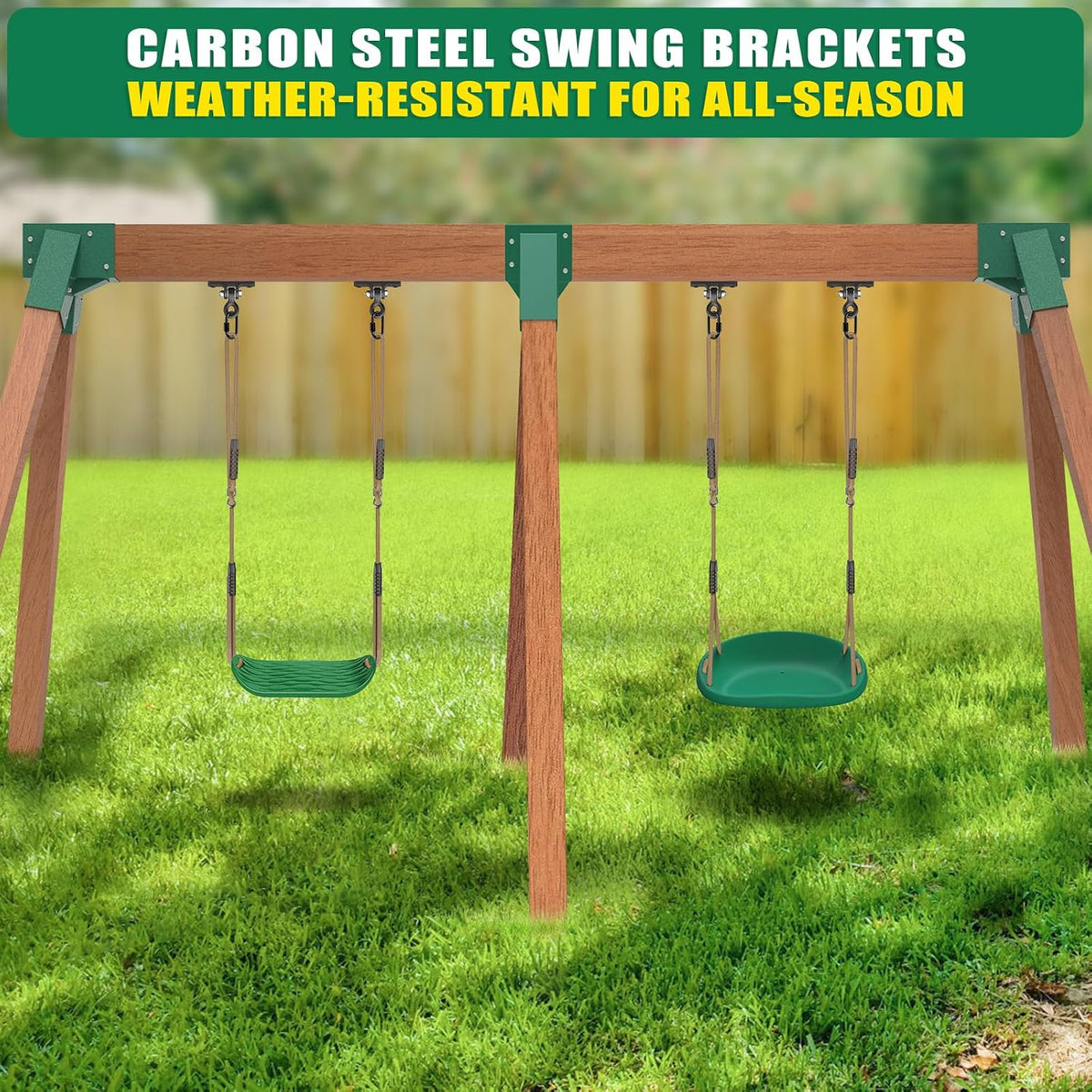 BeneLabel green A-frame middle swing set bracket made of powder coated steel - view 12