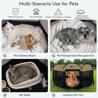 Siedihit Dog Cat Playpen, Puppy Pet Playpen Indoor for Small Dog Crate Tent Cage Outdoor, Portable - Black Khaki / Large - image 3