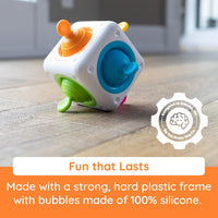 Fat Brain Toys Tugl Cube handheld silicone popping fidget toy with pull and push bubbles - view 3