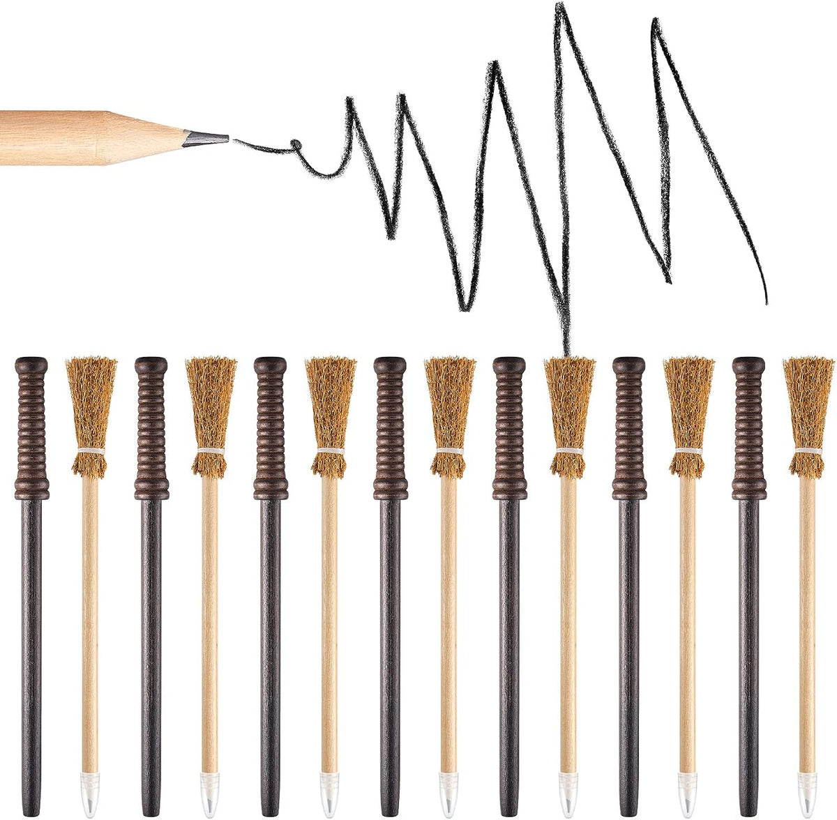 Chinco 20 Pcs Wizard Wand Witch Broom Pencils - image 2