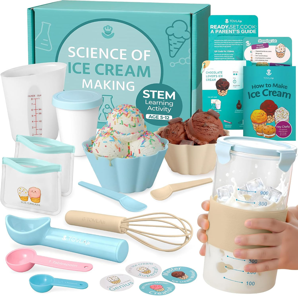 Tovla Jr. Kids Gummy Making Kit, Real Reusable Candy Science - Ice Cream Making Kit