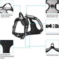 Blue No-Pull Dog Harness with 2 Leash Clips，Soft Padded Vest - Small / Gray - image 2