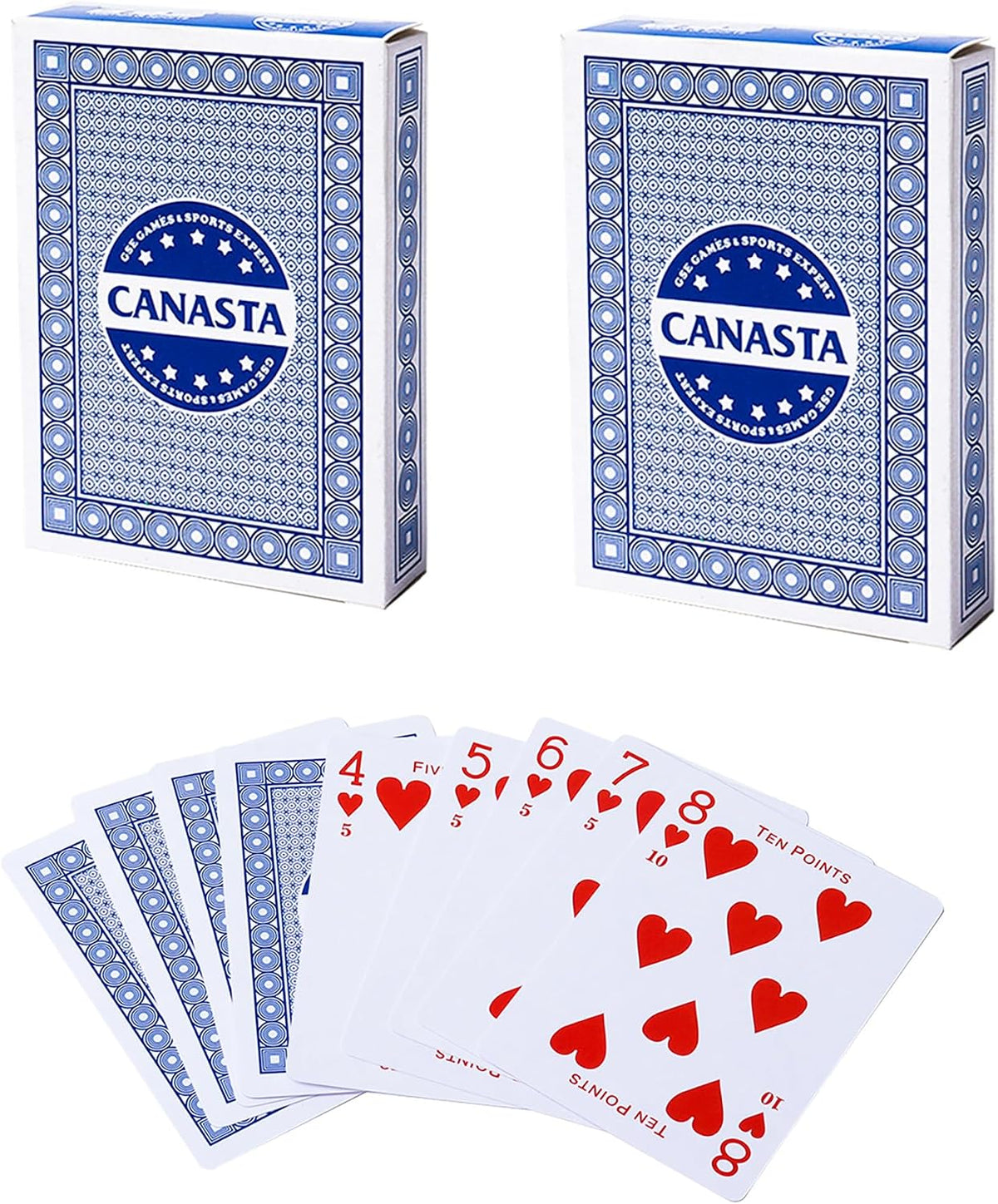 GSE canasta cards, 6-deck blue set with printed point values - view 4