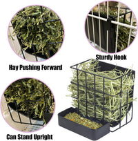 2PCS Rabbit Hay Feeder Guinea Pig Hay Feeder with Heavy-Duty Metal - 1 piece Small / Black - image 4