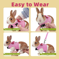 Breathable Bunny Harness and Leash Set with Cute Bow, Black S – Essentials for Small Pets - S / Pink - image 3
