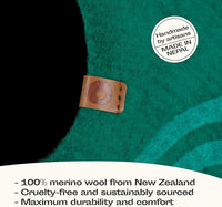 MEOWFIA Cat Cave – Premium Felt Cat Bed for Indoor Cats, Handmade 100% Merino Wool (Medium, Emerald)
