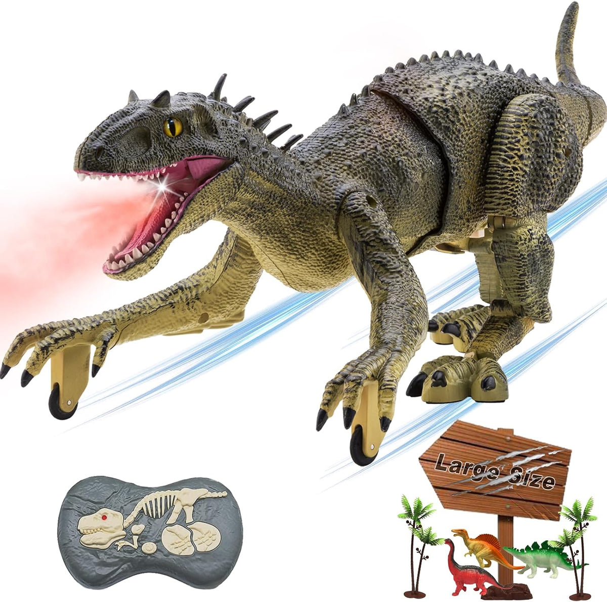 MAMABOO Remote Control Mosasaurus Dinosaur Toys for Boys Kids - Green
