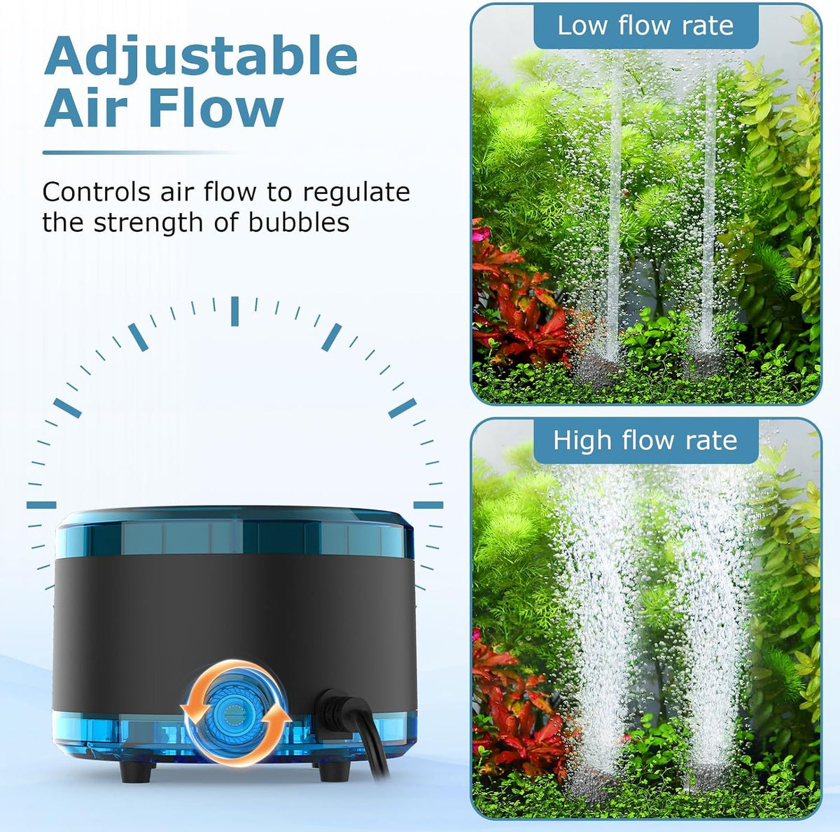 hygger Aquarium Air Pump Dual Outlet - 4W (Up to 120 Gallon) - image 2