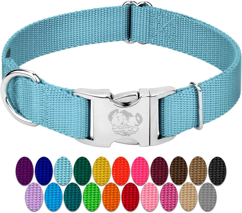 Country Brook Petz - Premium Nylon Dog Collar with Metal Buckle for Small Medium Large Breeds - 30+ - Extra Large (Pack of 1) / Ocean Blue