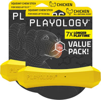 Playology Squeaky Chew Stick Scented Dog Toy - Medium (VALUE 2-Pack) / Chicken