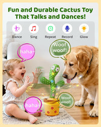 TWORIVER Adjustable Volume Dancing Talking Cactus Toy for Baby - Non-rechargeable-Green - image 4