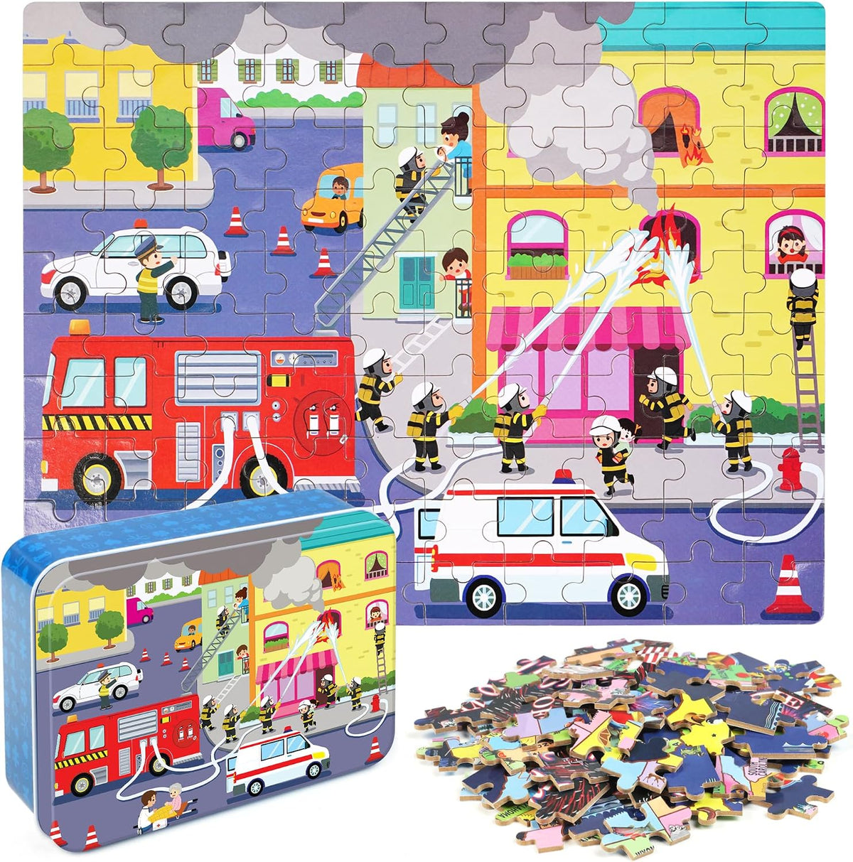 LELEMON Halloween jigsaw puzzle for kids with pumpkins and bats in tin box - view 5