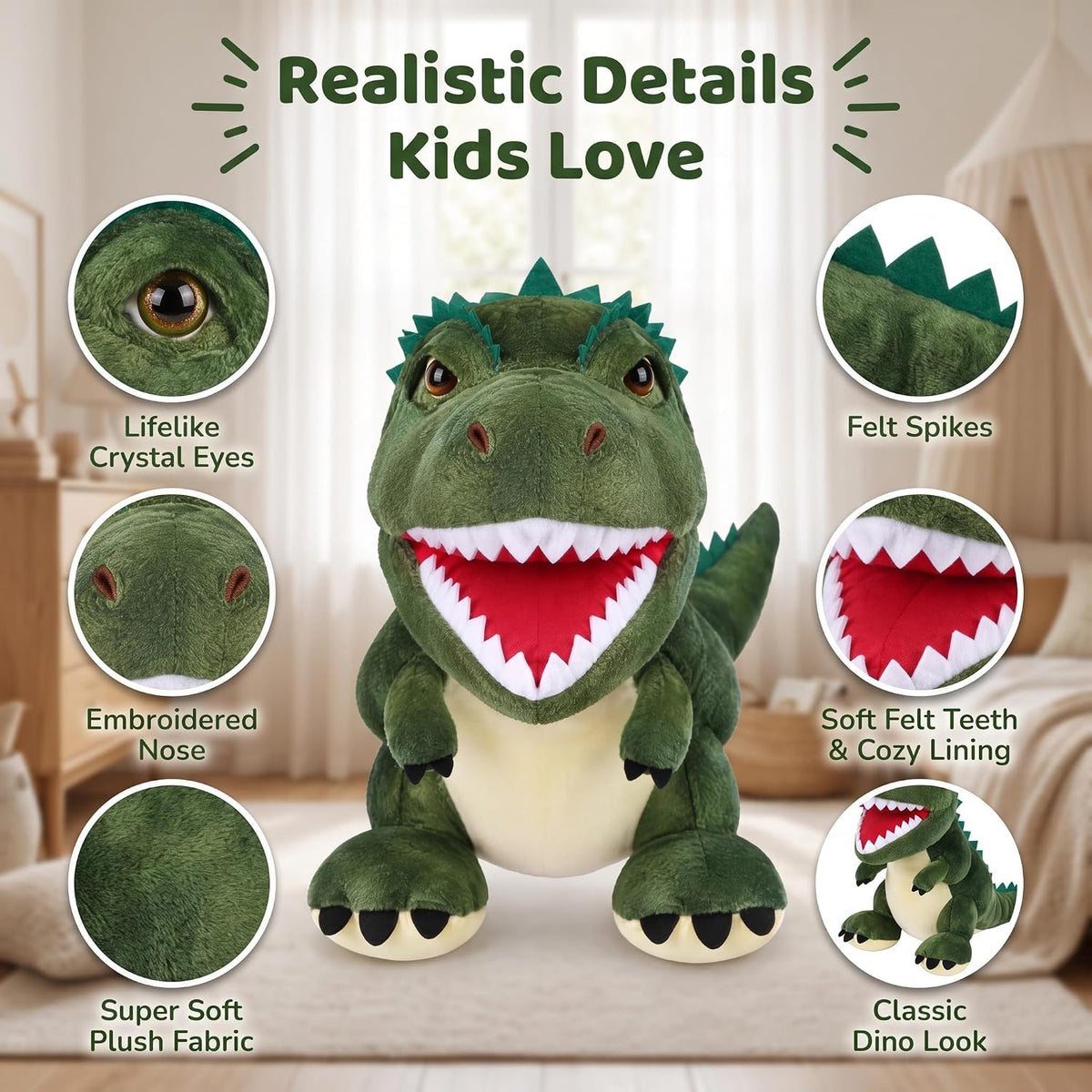Marine Animals Hand Puppets for Kids, Toddler Includes Sharks - New Tyrannosaurus Rex / Dinosaurs - image 4