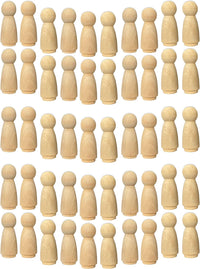 Cregugua 50 pack unfinished birch wood peg dolls, 3/4 x 2 inch wooden people blanks - view 2