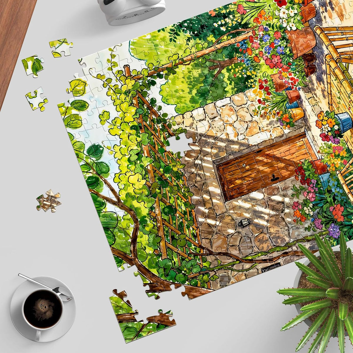 Funny Dog Pizza Jigsaw Puzzles, Food Kitchen - Sunny Summer Patio - image 2