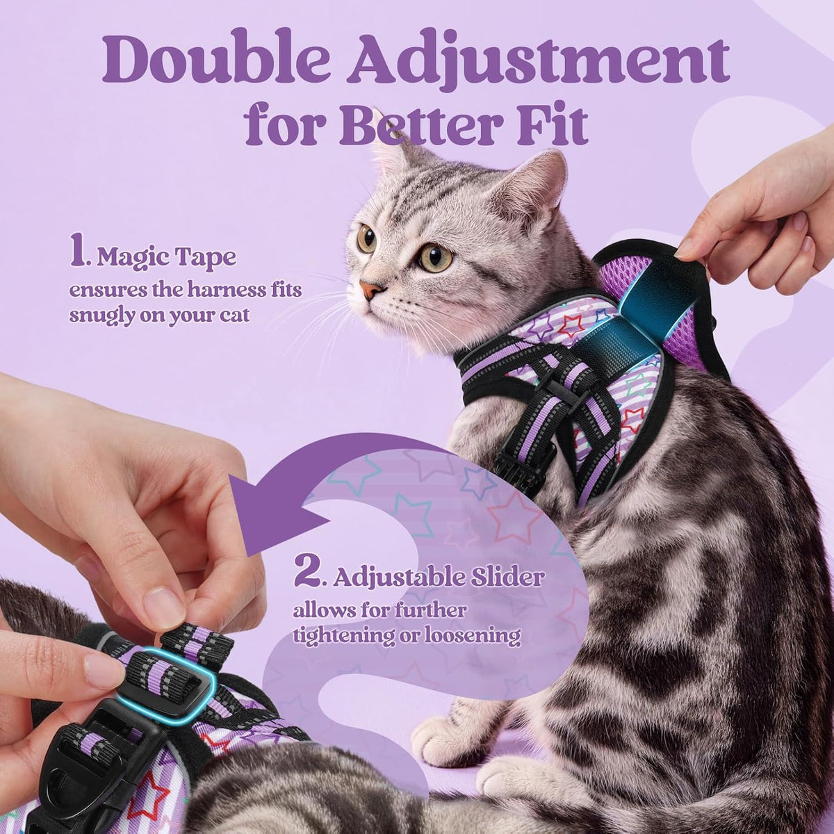 rabbitgoo Cat Harness and Leash Set, Step-in Soft Vest - L / Stars & Stripes - image 2