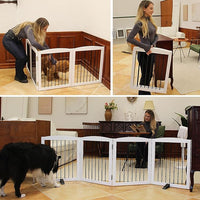 ZJSF Freestanding Panel Dog Gate for Indoor, Doorways,Stairs, or Hallways,Foldable Wooden White Pet Gates for House,Pet Gate for Dogs,Dog Fence, Puppy Gate,Support Feet Included, 32 "Height-2 Panels