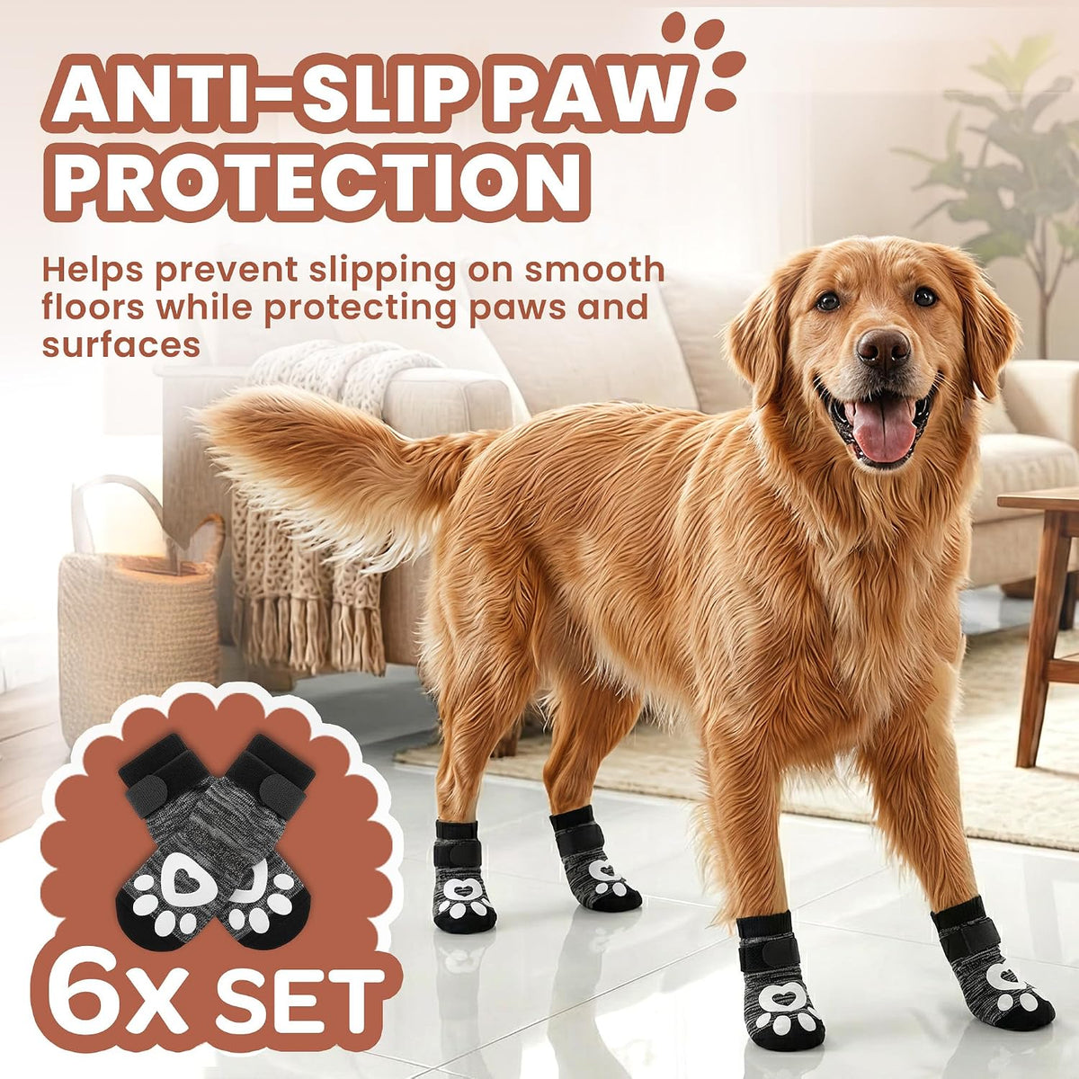 Anti Slip Dog Socks, Dog Socks to Prevent Paw Licking - Grey / S - image 3