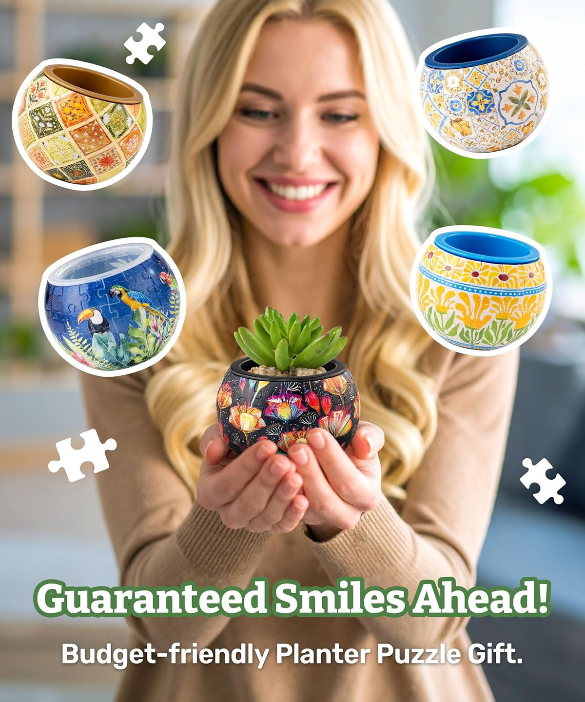 PieceRelax Unique 3D Puzzle Planter, 80 Plastic Pieces [K1101] - Little Garden - image 4