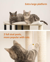 Modern Cat Tree for Large Cats, Full Sisal Cat Scratching Post – Essentials for Cats - Greige / 23.6"L x 15.7"W x 43.8"H - image 4
