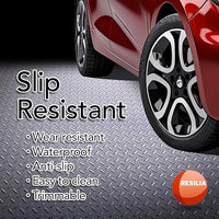 RESILIA Heavy Duty Garage Floor Runner & Protector Mat - Slip Resistant Diamond Plate PVC Mats - Water, Spill, & Stain Resistant, Silver (4 feet x 20 feet)