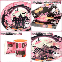 qonimi Halloween plates and napkins set, 75 piece disposable tableware - view 21