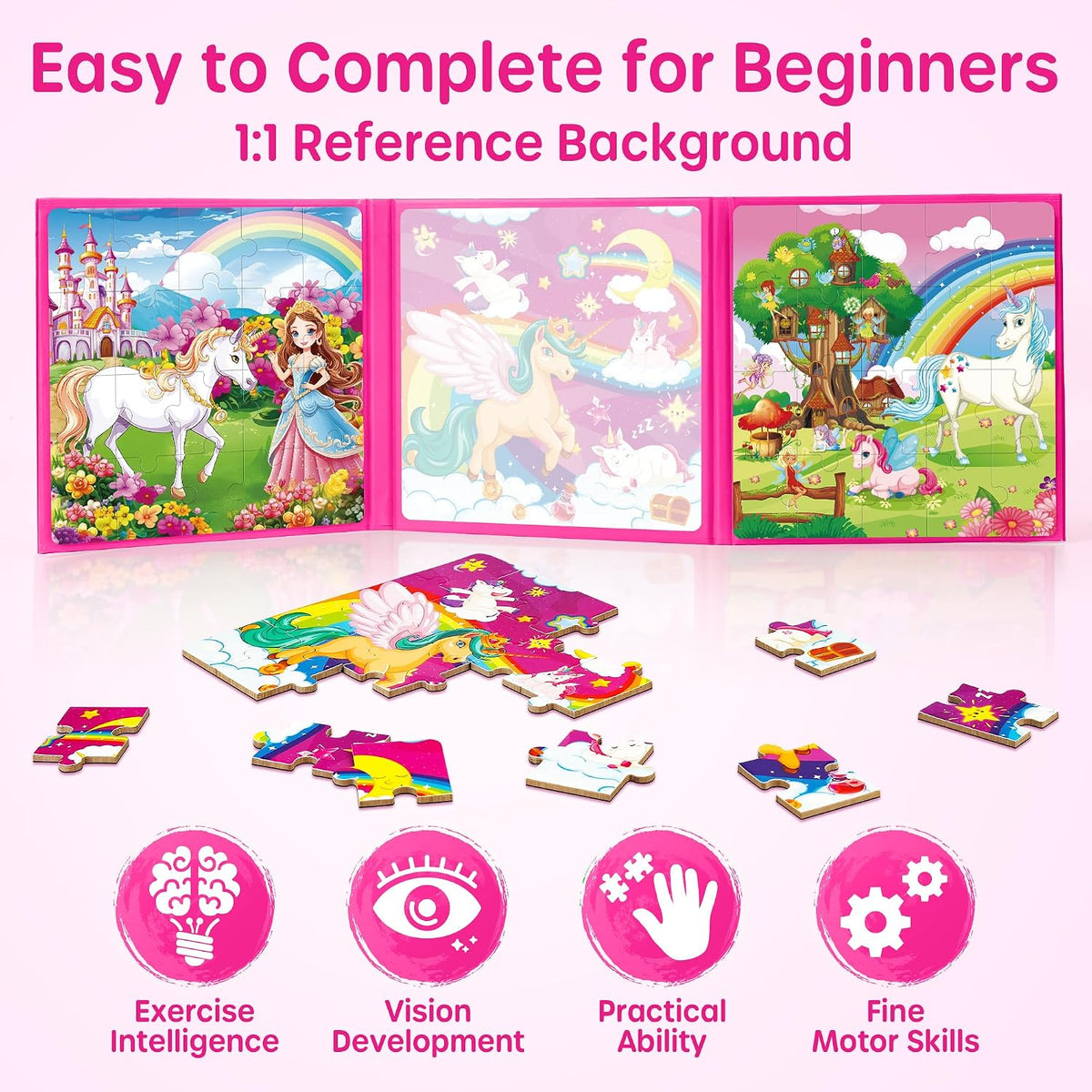 SYNARRY magnetic dinosaur puzzle book with three colorful dinosaur scenes - view 11