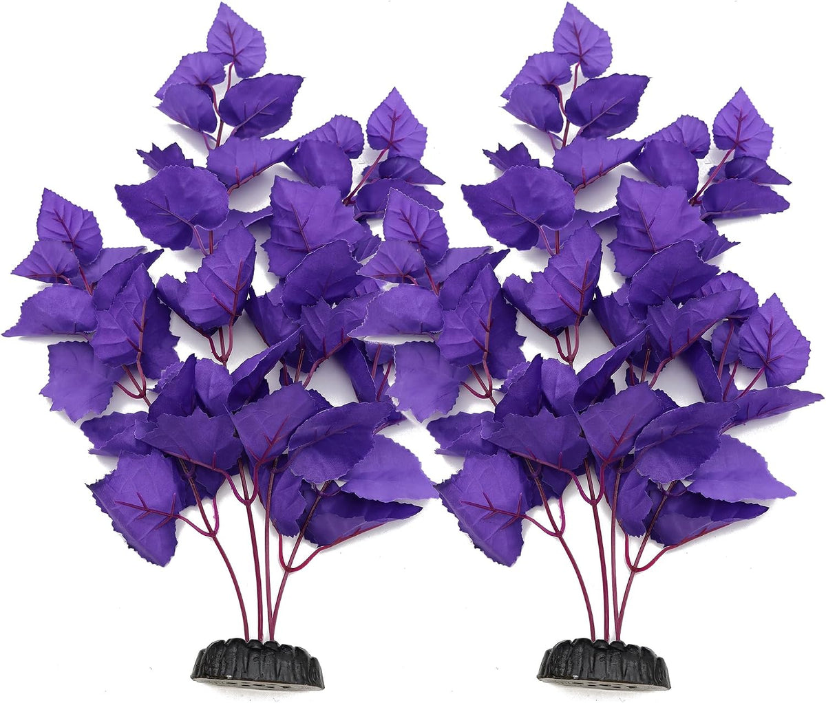 Silk Aquarium Plants, 12 Inch Artificial Silk Plants Decorations – Essentials for Fish - Purple / 2 Pack