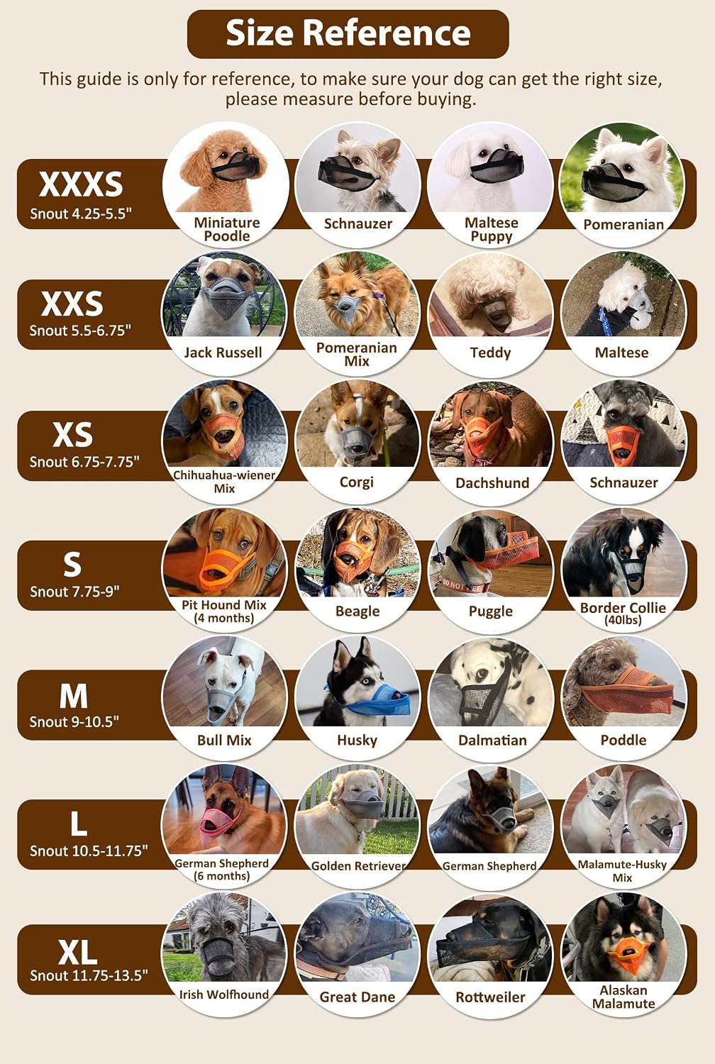 Crazy Felix Dog Muzzle Anti Eating for Small Medium Large Dogs - Beige / M - image 3