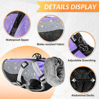 SlowTon Dog Jacket with Harness - Purple & Black / Large (Chest 21.0"-24.2") - image 3