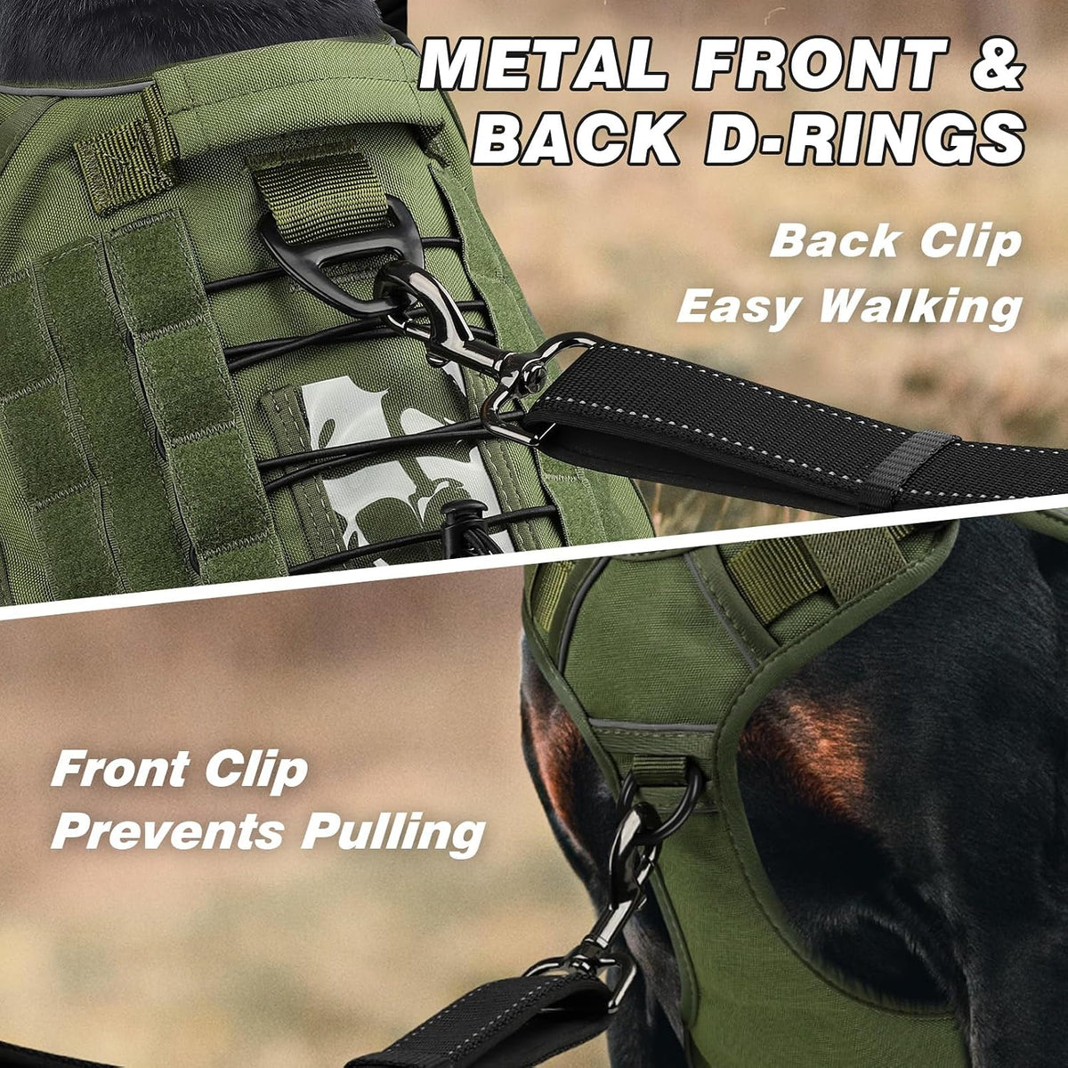 Tactical Dog Harness for Large Dogs - Green / X-Large: 70-120 lbs (Chest:29-39",Neck:21-26") - image 3