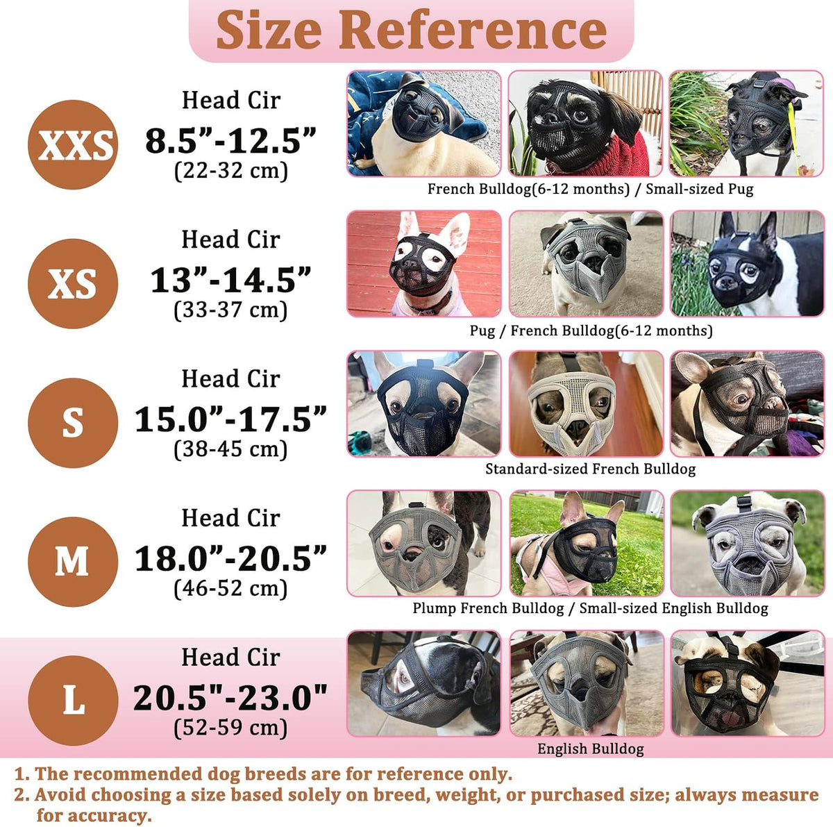 Mesh Short Snout Dog Muzzle with Anti-Eating Design for Frenchie – Essentials for Dogs - Pink / L [Head Cir: 20.5"-23"] - image 2