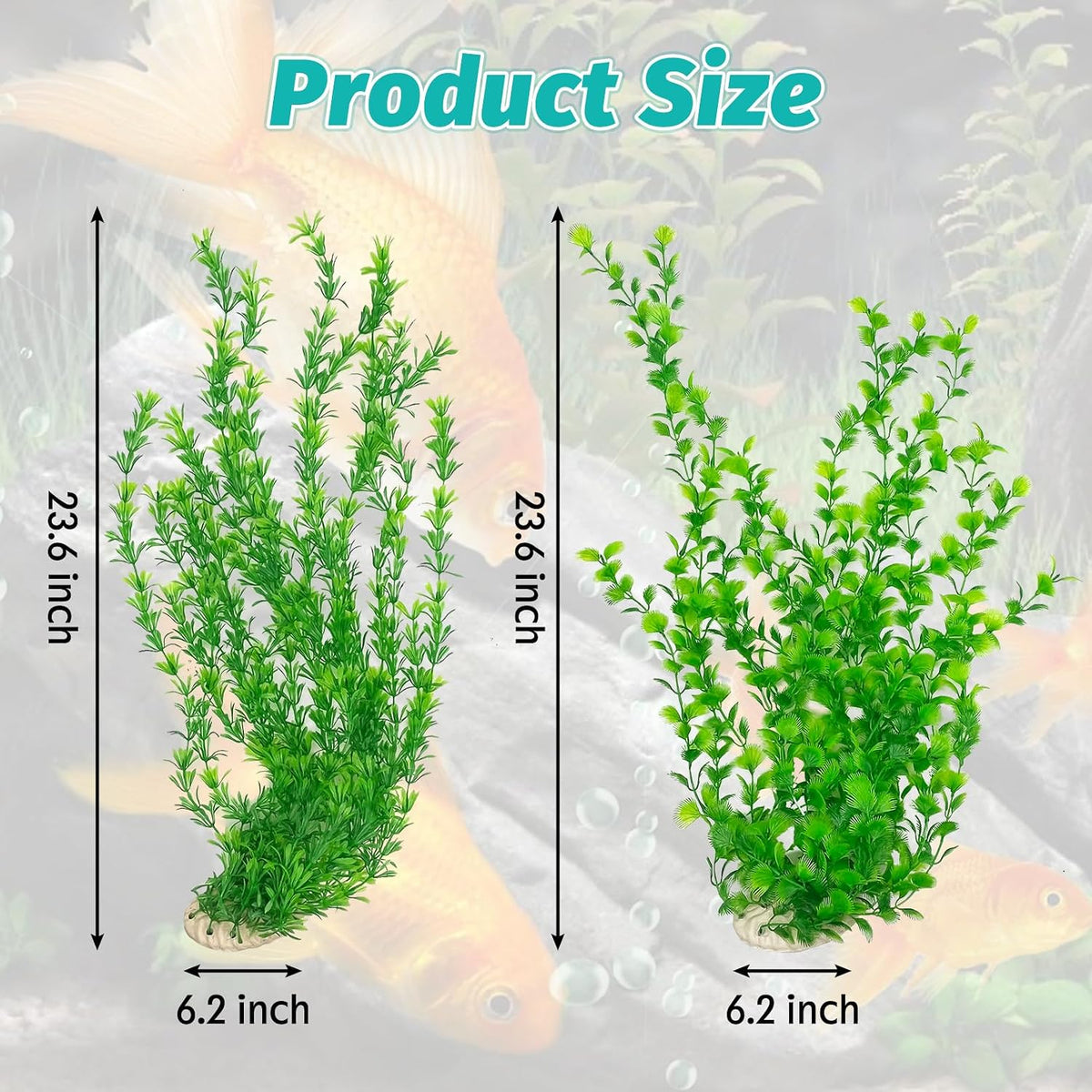 23" Tall Aquarium Plastic Plants - Green（style B） - image 2