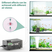 hygger See-Through Air Pump for Aquarium: Adjustable Oxygen Pump，Silent Powerful Aerator Pump 3.5W 2 Air Outlets Ultra Silent for Large Medium Fish Tank,Hydroponic Systerm, Household Commercial Use