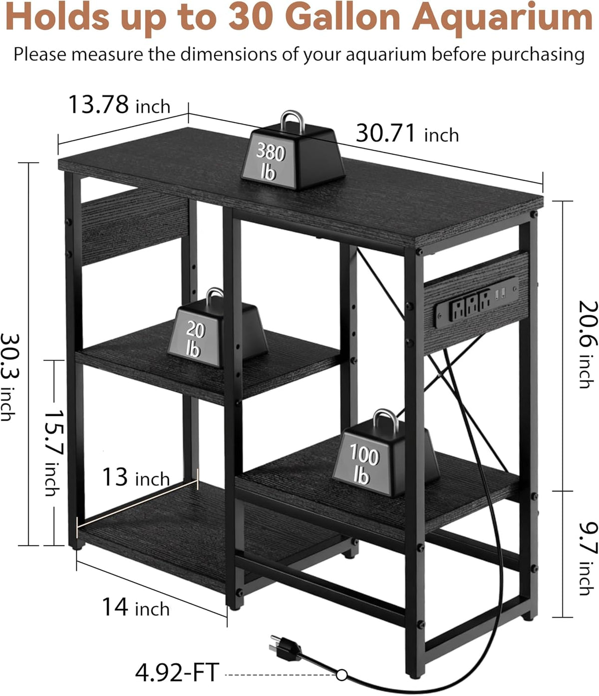 55-75 Gallon Aquarium Stand: 1000LB Capacity - 20-30 Gallon - image 3
