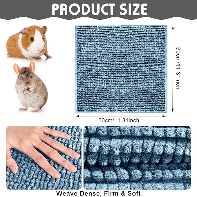 Amylove 4 Pcs Guinea Pig Cage Liner Guinea Pig Bedding Washable Fleece Pee Pads Reusable Small Animals Training Mat Small Animal Sleeping Bed for Bunny Hamster(Mixed Colors,12 x 12 Inch)
