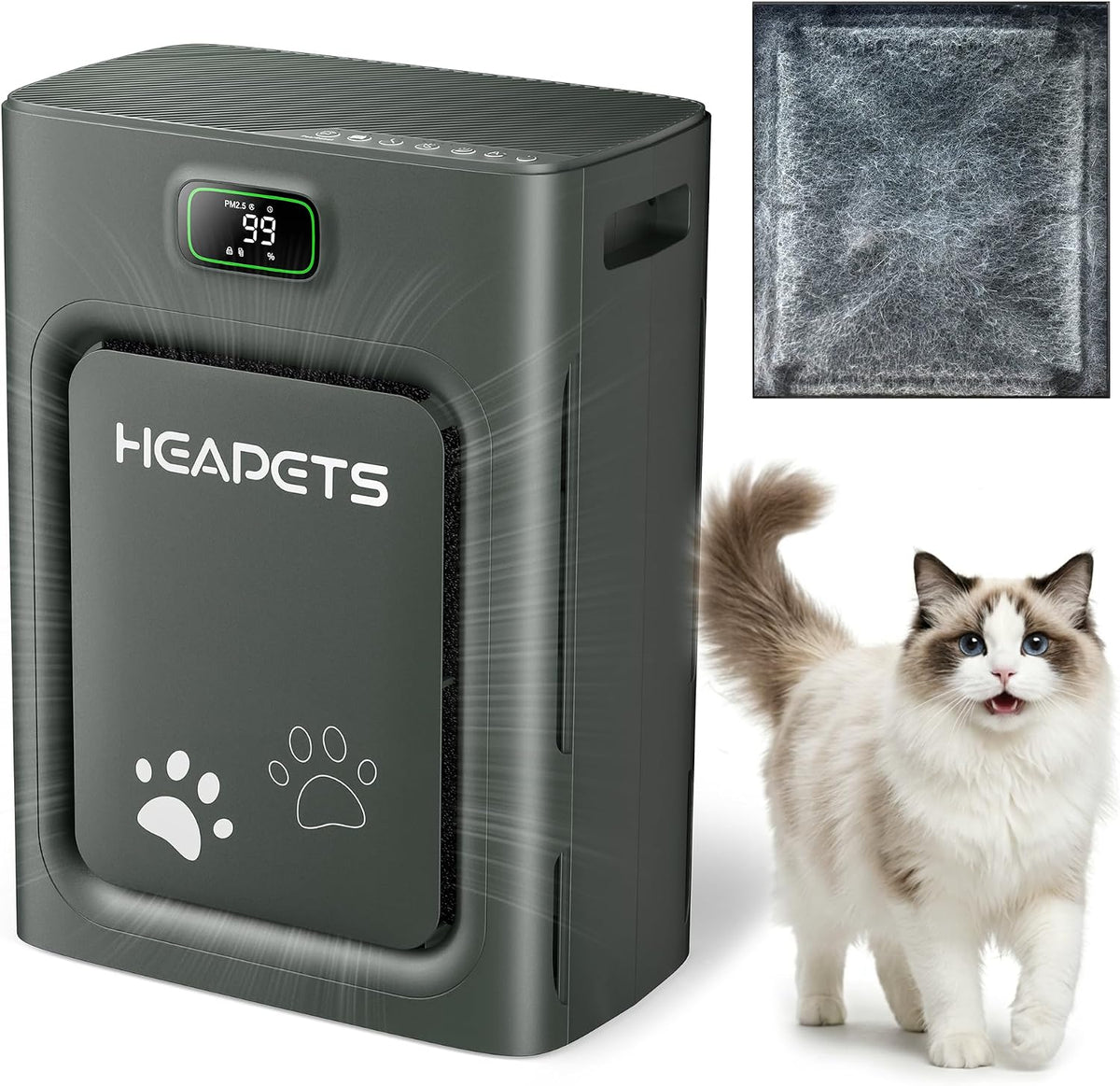 Pet Air Purifier for Home Large Room 2500 Sq Ft - Black