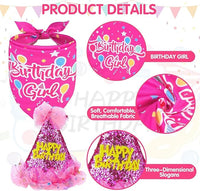SCENEREAL Dog Birthday Bandana with Hat and Dress Girl Set, Puppy Birthday Party Supplies, Cute Pink Tutu Skirt Outfit for Small Medium Large Dogs